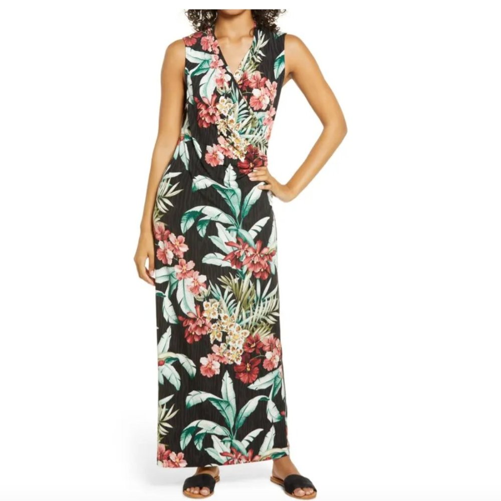 TOMMY BAHAMA  Oceanic Orchid Maxi Dress - Black xxs